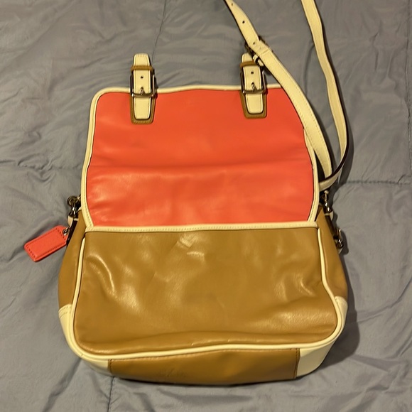 Coach Coral and Tan Satchel - Picture 7 of 13